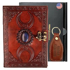 NEW SEALED Urban Leather with Blue Lapis STONE Moon Journal Book Gothic Journal